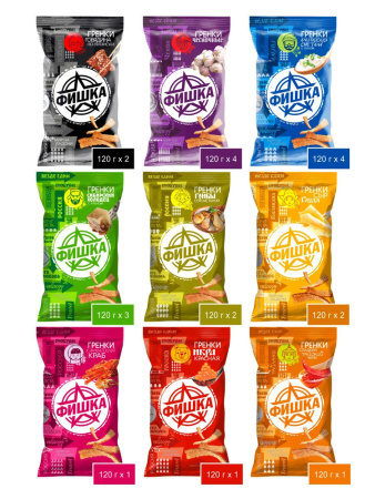 Фишка ассорти ржаные Гренки 40г*45